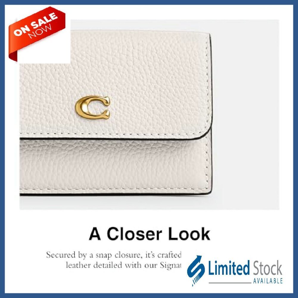 Polished Pebble Leather Mini Trifold Wallet with Snap Closure - Picture 5 of 6
